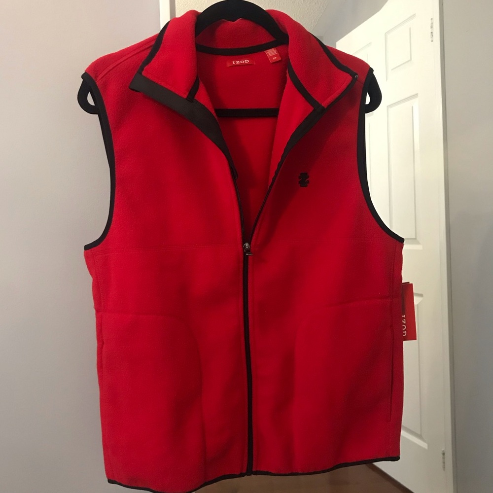 Izod NWT Red Fleece Zip Up Vest